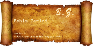 Bahis Zerind névjegykártya